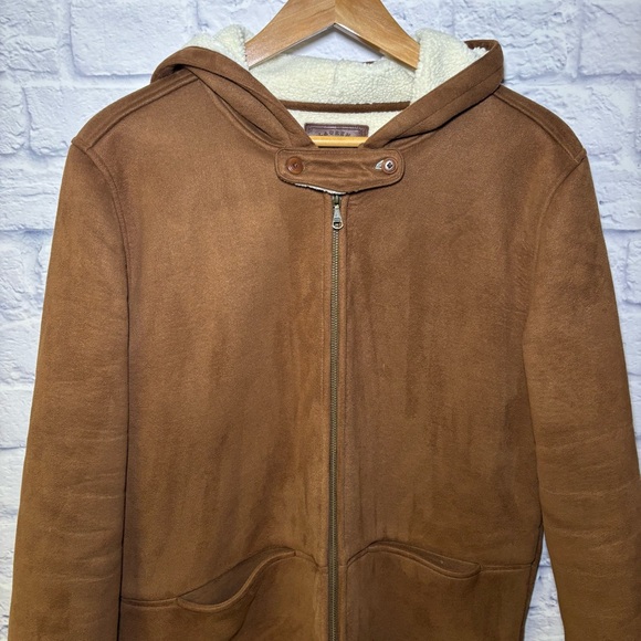 Lauren Ralph Lauren Dry Goods Jacket Sherpa Lined Hooded Coat Brown Women Large - Picture 2 of 14